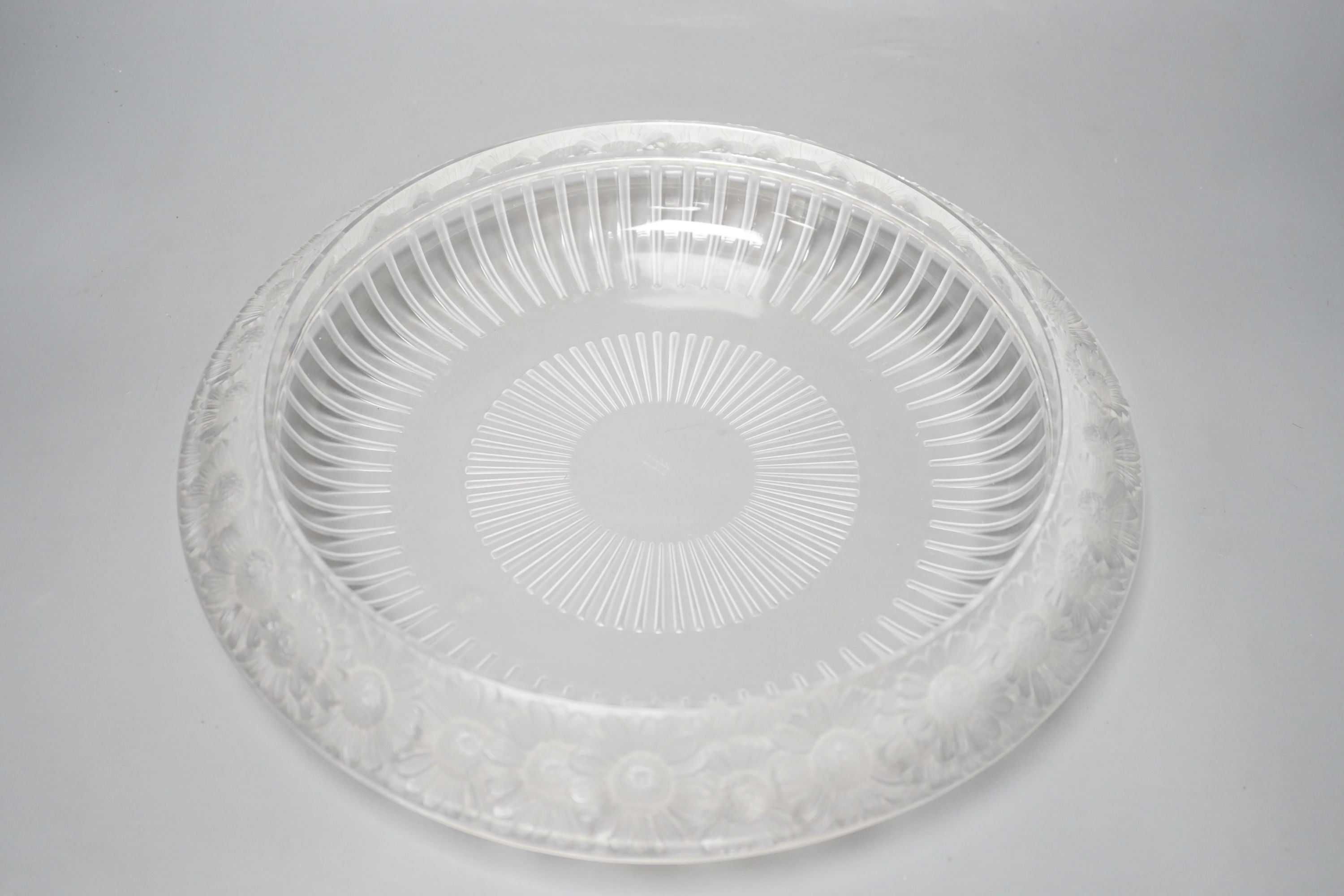 A Lalique Marguerites ‘daisies’ bowl, signed. 1965-1976, diameter 35cm